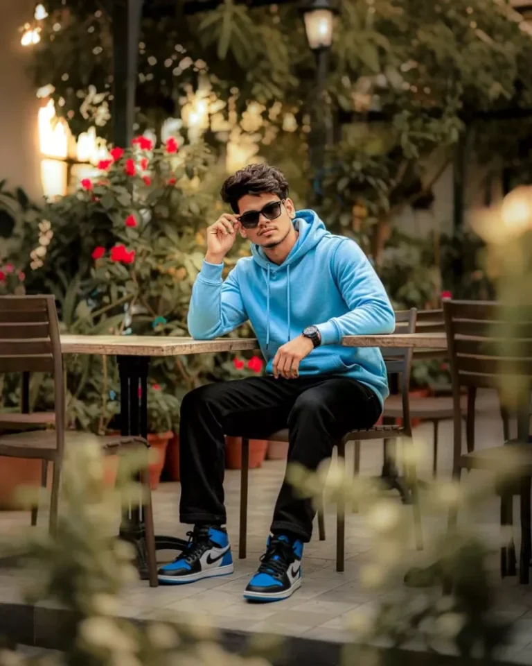 Realistic Outdoor Garden Café AI Photo Prompt for Boys