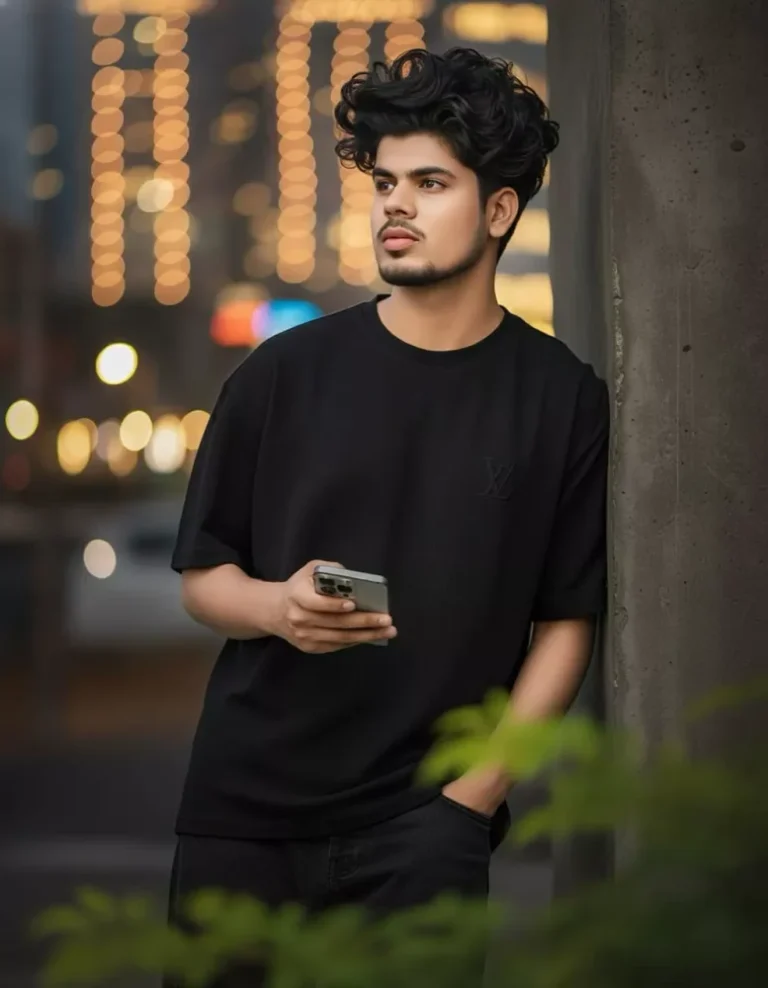 Modern City Bokeh AI Photo Prompt: Realistic LV Style for Boys